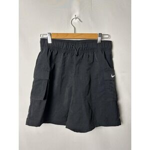 Nike Shorts Womens Small Black Cargo Loose Fit High Rise Swoosh Athletic New